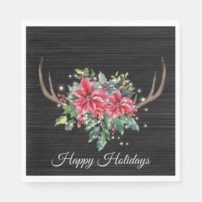 Guardanapo De Papel Natal Deer Antler com Luzes (Frente)