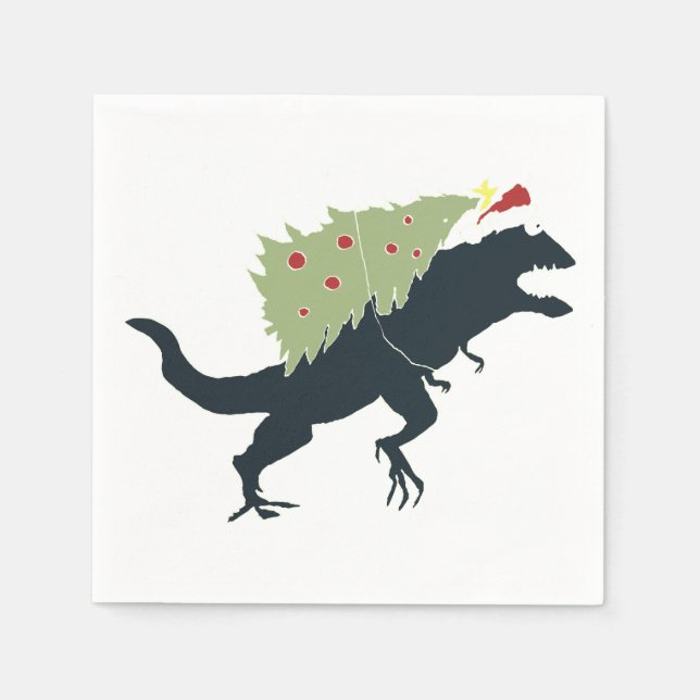 Guardanapo De Papel Natal Dinossauro Divertido e Festivo (Frente)