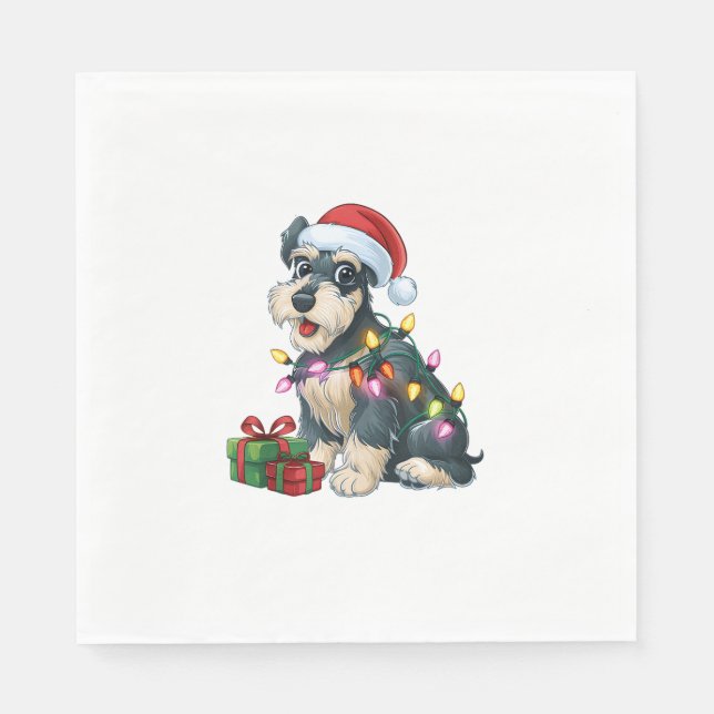 Guardanapo De Papel Natal do Cachorro de Santa Hat Lighting (Frente)