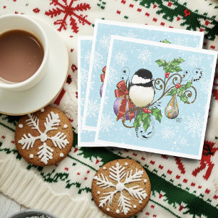 Guardanapo De Papel Natal do Chickadee de inverno