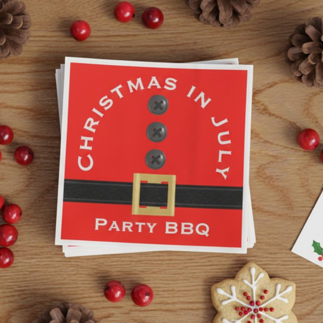 Guardanapo De Papel Natal dos Papais noeis vermelhos em julho Personal (Transform your holiday party table effortlessly! Add your text)