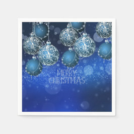 Guardanapo De Papel Natal Elegante em Azul e Prata