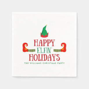 Guardanapo De Papel Natal Elfin feliz dos feriados