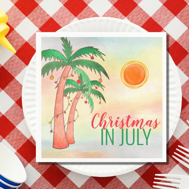 Guardanapo De Papel Natal em julho CHURRASCO Palm Trees Napkins (Criador carregado)
