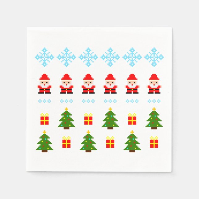 Guardanapo De Papel Natal em Pixel Art (Frente)