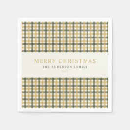 Guardanapo De Papel Natal em Xadrez Amarelo e Verde