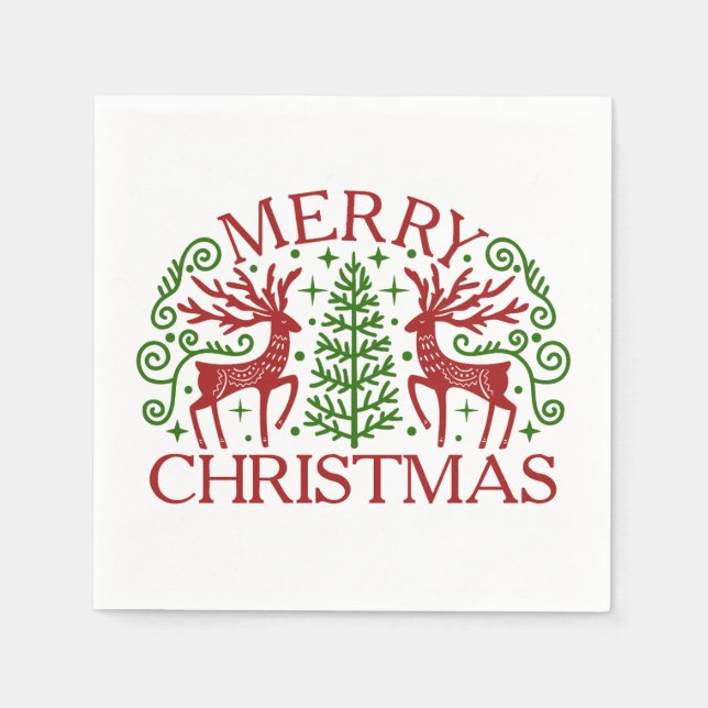 Guardanapo De Papel Natal Escandinavo com Veados (Frente)
