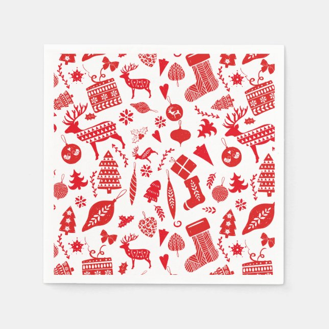 Guardanapo De Papel Natal Escandinavo Festivo (Frente)