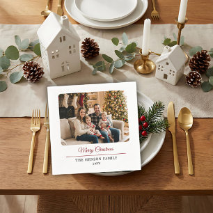 Guardanapo De Papel Natal Feliz com Foto Personalizada da Família Mode
