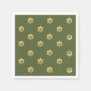 Guardanapo De Papel Natal Festivo Verde e Dourado Floral
