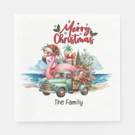 Guardanapo De Papel Natal Flamingo em julho na praia