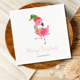 Guardanapo De Papel Natal Flamingo Rosa Moderno
