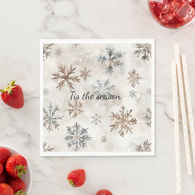 Guardanapo De Papel Natal Flocos de Neve Azul Creme (Insitu)