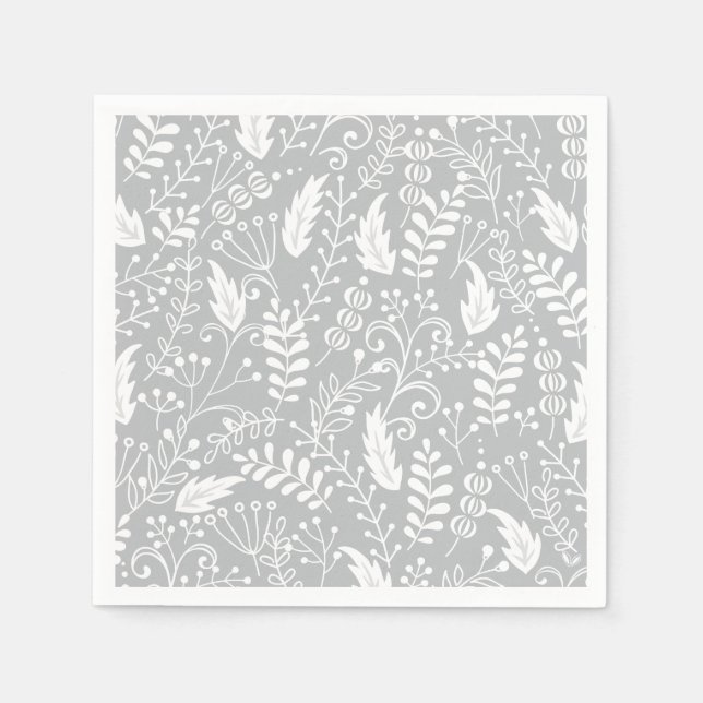 Guardanapo De Papel Natal florescente Arte Holly Leaf Impressão (Frente)