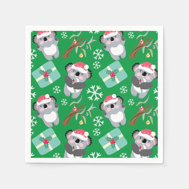 Guardanapo De Papel Natal Fofo de Coala (Frente)