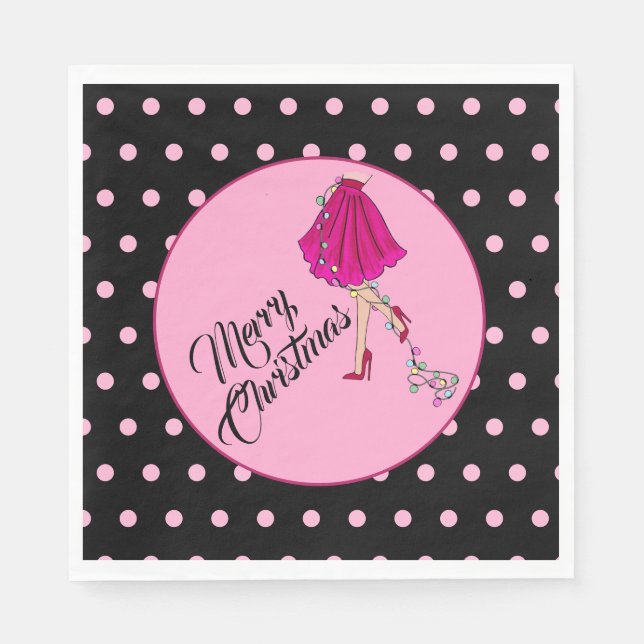 Guardanapo De Papel Natal Glam Rosa  (Frente)