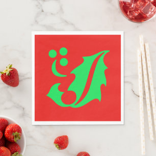 Guardanapo De Papel Natal Holly Red Green Xmas