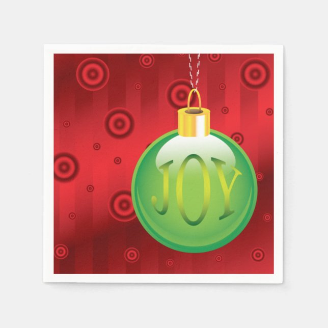 Guardanapo De Papel Natal Joy Green Ornament Holiday Red Xmas (Frente)