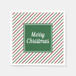 Guardanapo De Papel Natal Listras Verde Vermelho Festivo