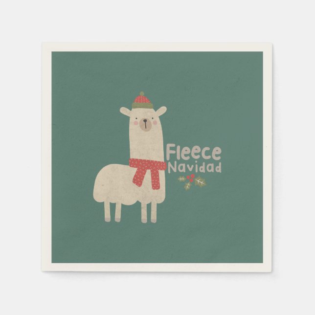Guardanapo De Papel Natal Llama Pun: Fleece Navidad (Frente)