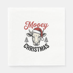 Guardanapo De Papel Natal Mooey Vaca Chapéu do Papai Noel Gravura Vint