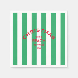 Guardanapo De Papel Natal Na Faixa De Cabana Verde Da Praia