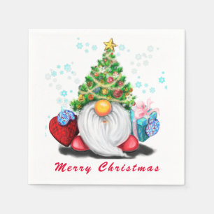 Guardanapo De Papel Natal Napkins Gnomo com presentes