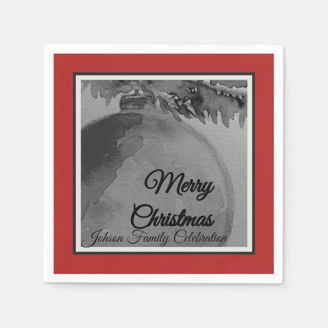 Guardanapo De Papel Natal Ornamento Carmesim – Feriado  (Frente)