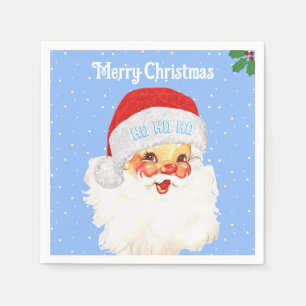 Guardanapo De Papel Natal Papai Noel HO HO HO em Azul Claro