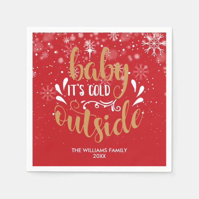 Guardanapo De Papel Natal Personalizado Bebê Está Frio Lá Fora (Frente)