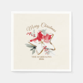 Guardanapo De Papel Natal Personalizado com Estrela em Aquarela