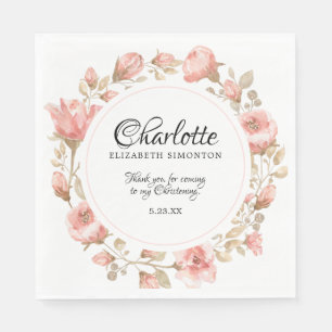 Guardanapo De Papel Natal Personalizado com Rosa de Aquarela Rosa
