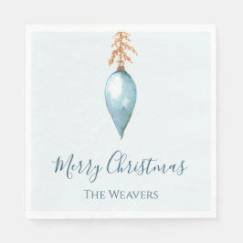 Guardanapo De Papel Natal Personalizado de Cor Azul Única Elegante