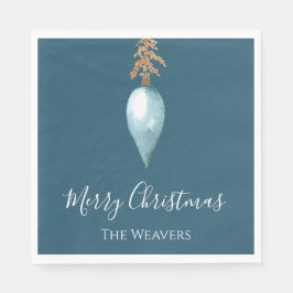 Guardanapo De Papel Natal Personalizado de Cor Azul Única Elegante