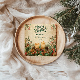 Guardanapo De Papel Natal Rustic Candle Pinecone