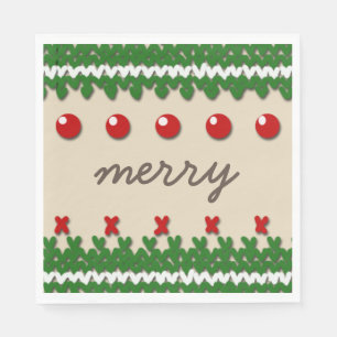 Guardanapo De Papel Natal sazonal decoração feita malha com texto