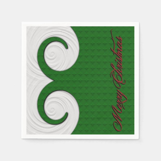 Guardanapo De Papel Natal Swirl Green e White Napkins (Frente)