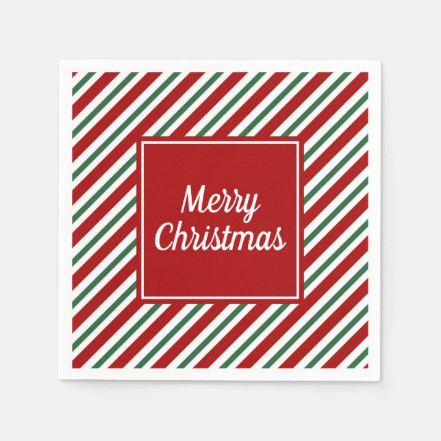 Guardanapo De Papel Natal Vermelho Verde Moderno Feliz (Frente)