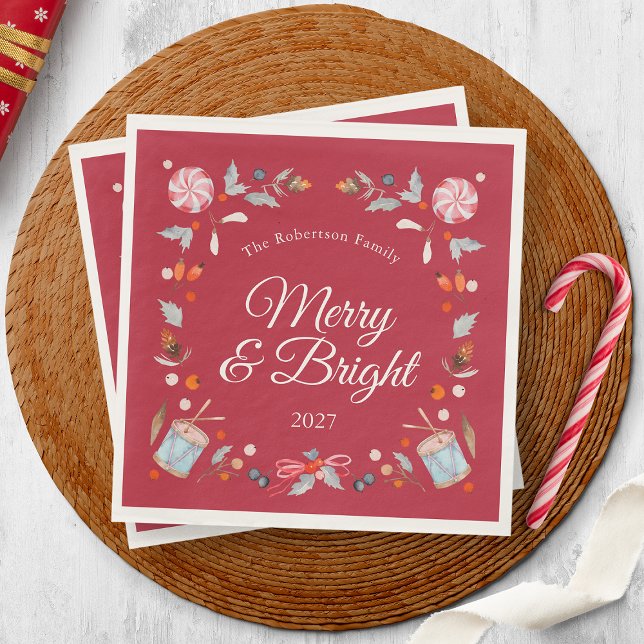 Guardanapo De Papel Natal Vintage Alegre e Brilhante (Criador carregado)