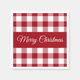 Guardanapo De Papel Natal Xadrez Vermelho e Branco Rústico