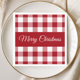 Guardanapo De Papel Natal Xadrez Vermelho e Branco Rústico