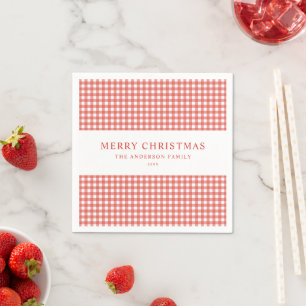 Guardanapo De Papel Natal Xadrez Vermelho Minimalista