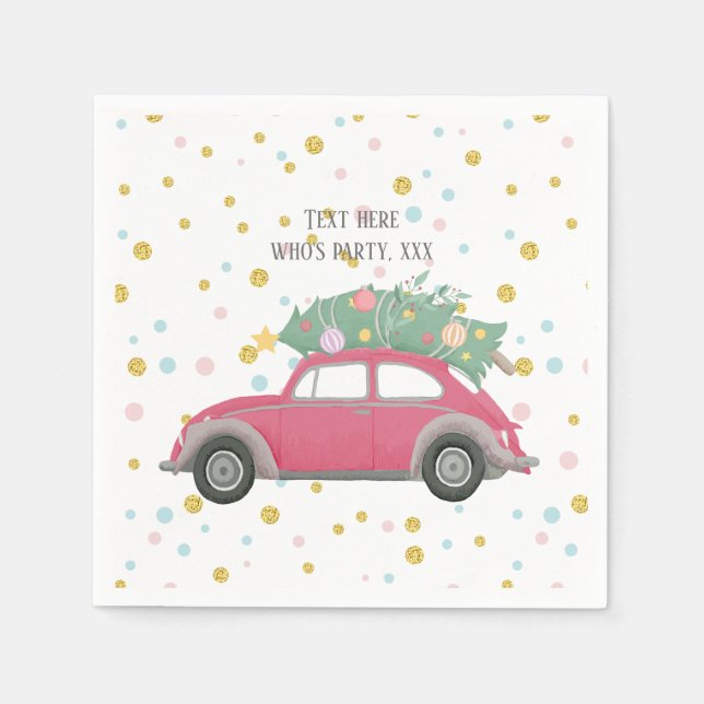 Guardanapo De Papel natal, xmas, babyboy, árvore de natal, carro (Frente)