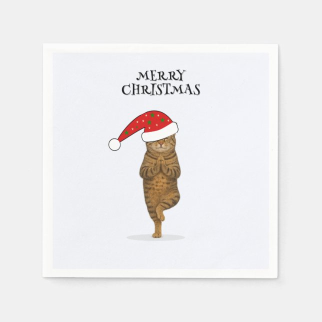 Guardanapo De Papel Natal yoga gato seu texto (Frente)