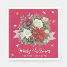 Guardanapo De Papel Natel Natal Floral Elegante Personalizado Férias