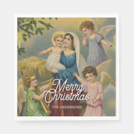 Guardanapo De Papel Natividade elegante Mary Baby Jesus Angels