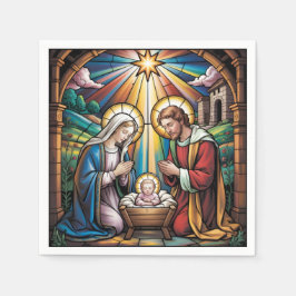 Guardanapo De Papel Nativity Stained Glass Art – Holy Family Christmas