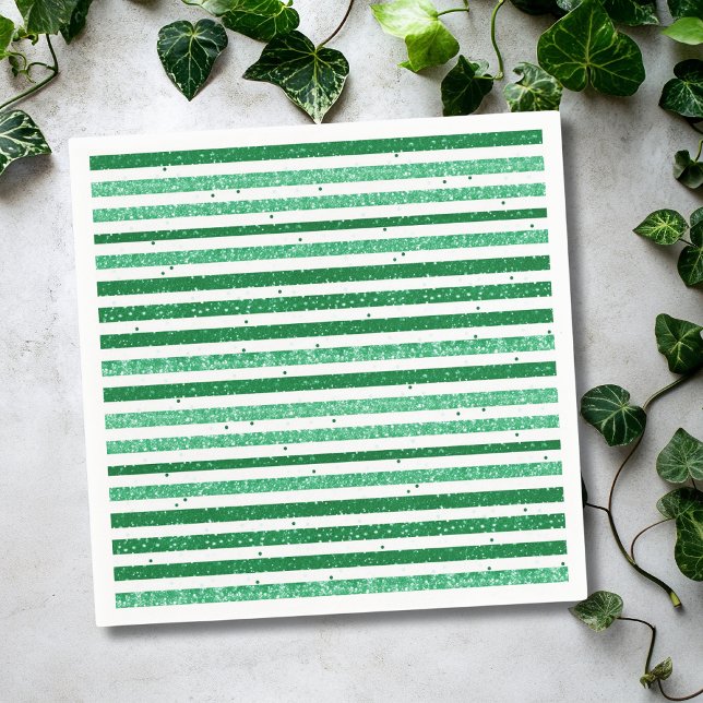 Guardanapo De Papel Nature Green White Horizontal Glitter Stripes (Criador carregado)