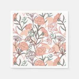 Guardanapo De Papel Nature Inspirou Floral: Padrão De Flor De Cravos