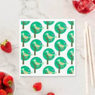 Guardanapo De Papel Natureza de padrão verde de pássaro e árvore inspi